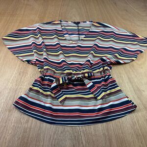 Banana Republic Striped Dolman Blouse M Elastic Waist Belt